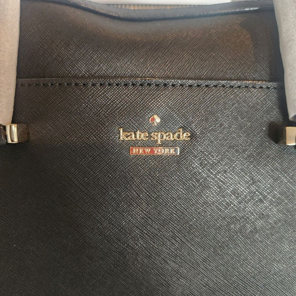 NEW Kate Spade 100% Leather 13 Inch Laptop Bag with Strap Black - Picture 5 of 8